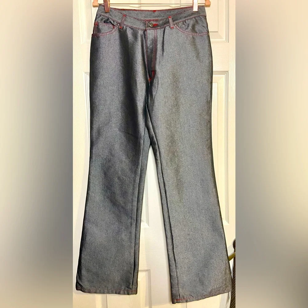 Women’s Vintage Fubu The Collection Jeans Metallic Black Gray Sz 11/12 NWT